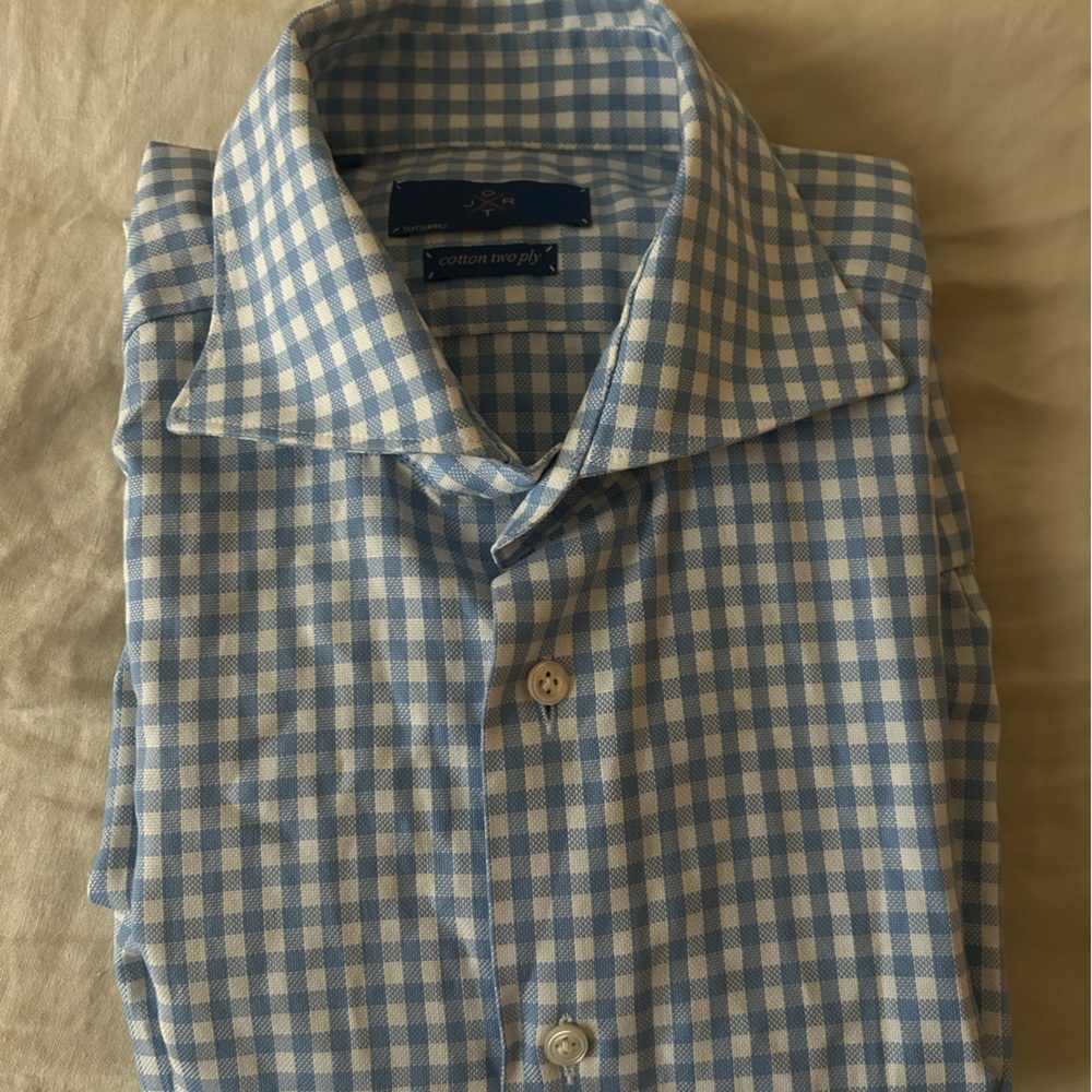 Suitsupply Jort Blue and White Gingham Men's Shirt size 15